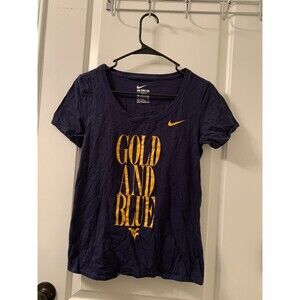 University Of West Virginia Mountaineers  Women's T-Shirt Nike Size S Blue Gold